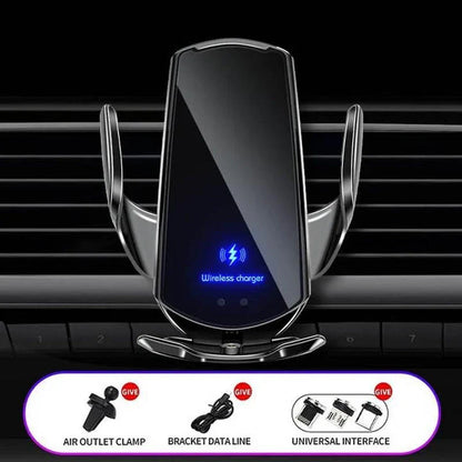 15W Fast Charging Auto-Clamping Wireless Car Charger with 360-Degree Rotation and Universal Qi Compatibility