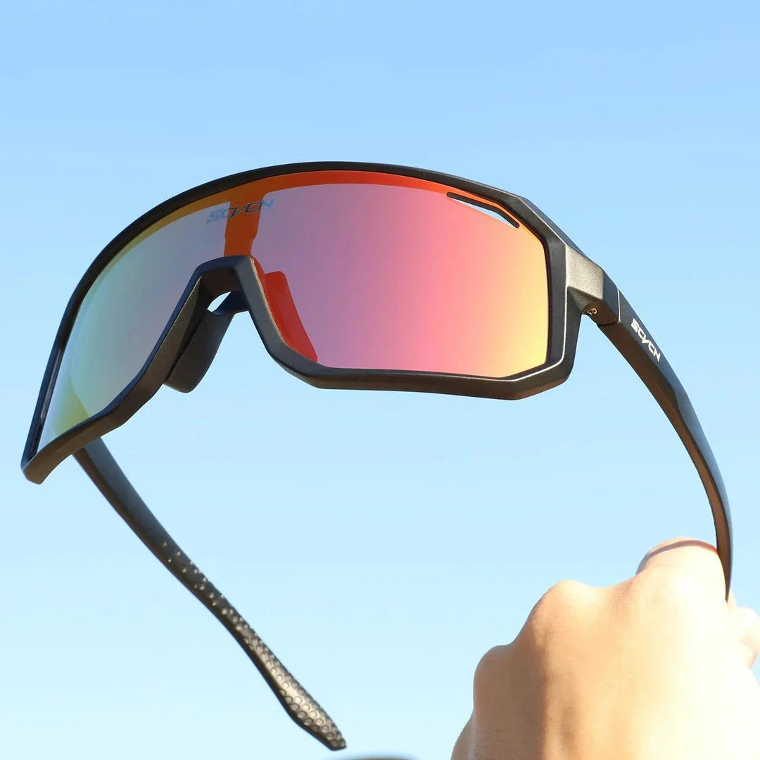 Pair of durable, lightweight UV400 polycarbonate sunglasses with TR-90 frames for outdoor sports and activities
