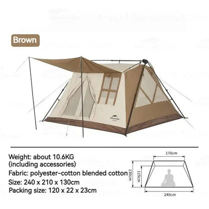 Automatic A-Type 4-Person Outdoor Camping Tent with Quick Setup, Weatherproof Materials, and Ample Space