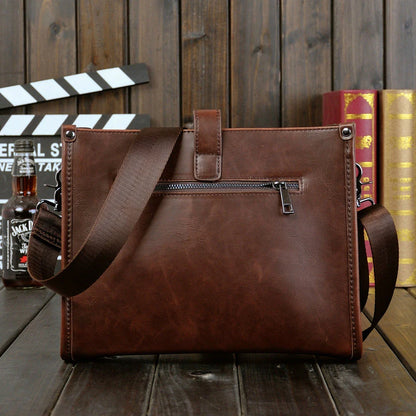Stylish Men's Shoulder Messenger Bag with Korean-inspired Design, Crafted from Durable PU Leather