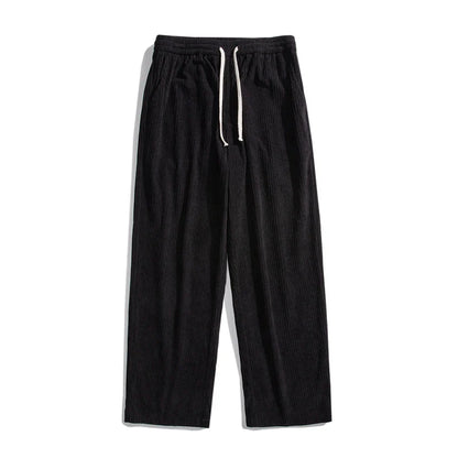 Fleece-lined corduroy pants in various colors, featuring a relaxed, straight-leg fit for all-day comfort and warmth.