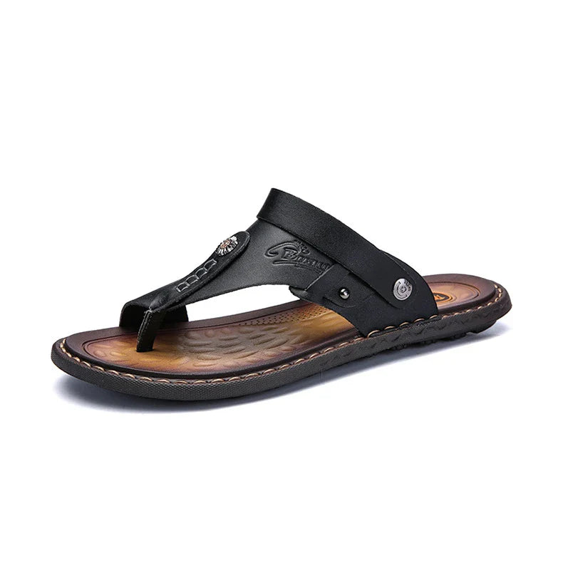 Premium large size men's flip-flop sandals in microfiber leather and EVA sole for ultimate comfort and style
