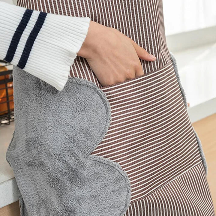 A versatile kitchen apron made of durable polyester with adjustable straps for a customized fit, perfect for cooking and baking tasks.