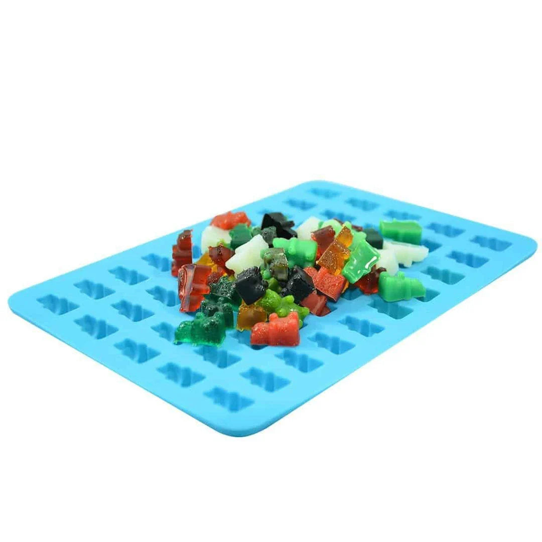 Cute bear-shaped nonstick silicone candy molds in blue color