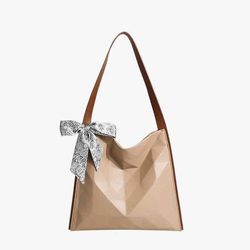 Fashionable large-capacity tote bag with geometric pattern and one-shoulder strap, made of premium PU material for versatile everyday use