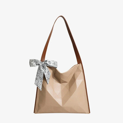 Fashionable large-capacity tote bag with geometric pattern and one-shoulder strap, made of premium PU material for versatile everyday use