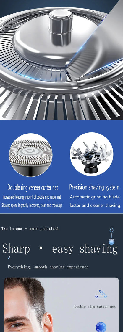 Dual Arc Lighter Razor with sleek zinc alloy body and stainless steel blade for effortless beard grooming