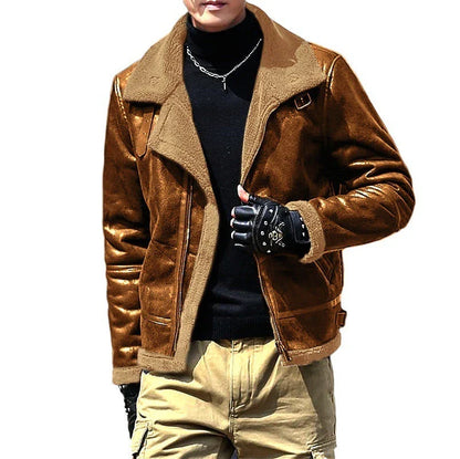A premium suede men's winter coat with a fleece lining, available in multiple colors and sizes for a tailored, stylish fit.