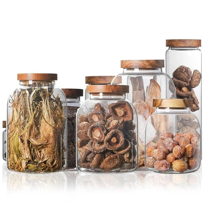 Hhomeenjoy Airtight Glass Food Storage Jars with Wooden Lids