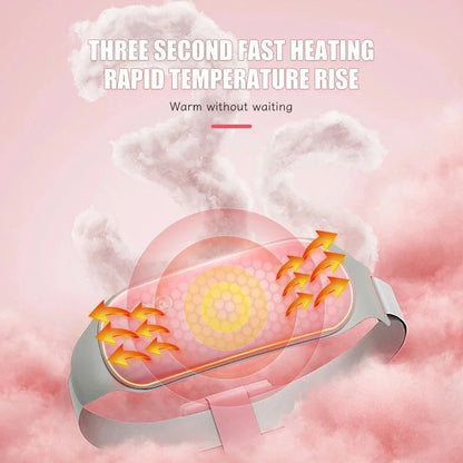 A portable menstrual heating pad with massage function to relieve period cramps and back pain