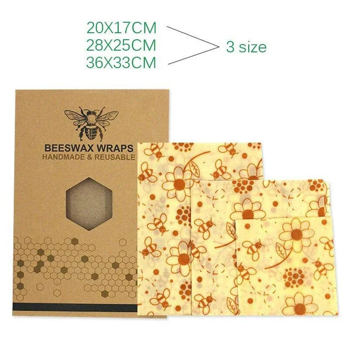 Reusable beeswax food wrap film in a variety of floral patterns, including yellow, green, beige, and white