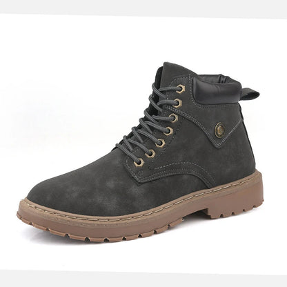 Premium men's casual Martin boots with round toe, made of durable PU material and featuring a comfortable rubber sole for all-day support.
