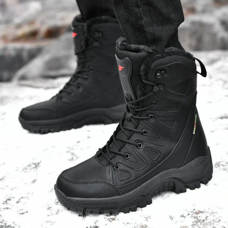 Durable and comfortable men's winter boots with breathable mesh uppers and sturdy rubber soles for reliable traction and support in snowy and icy conditions.