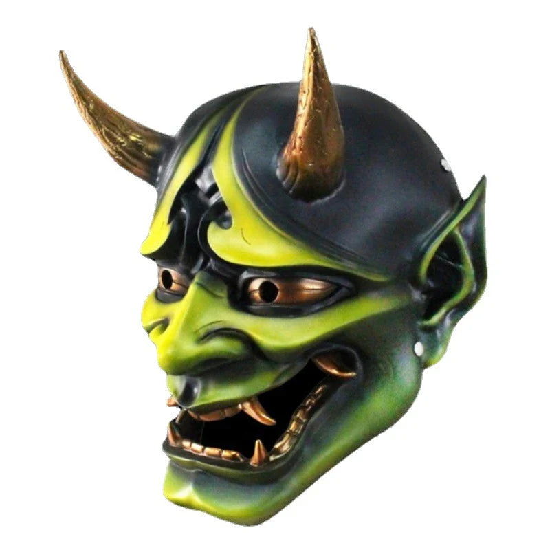 Handcrafted resin devil mask in vibrant colors for Halloween, prom, and special events