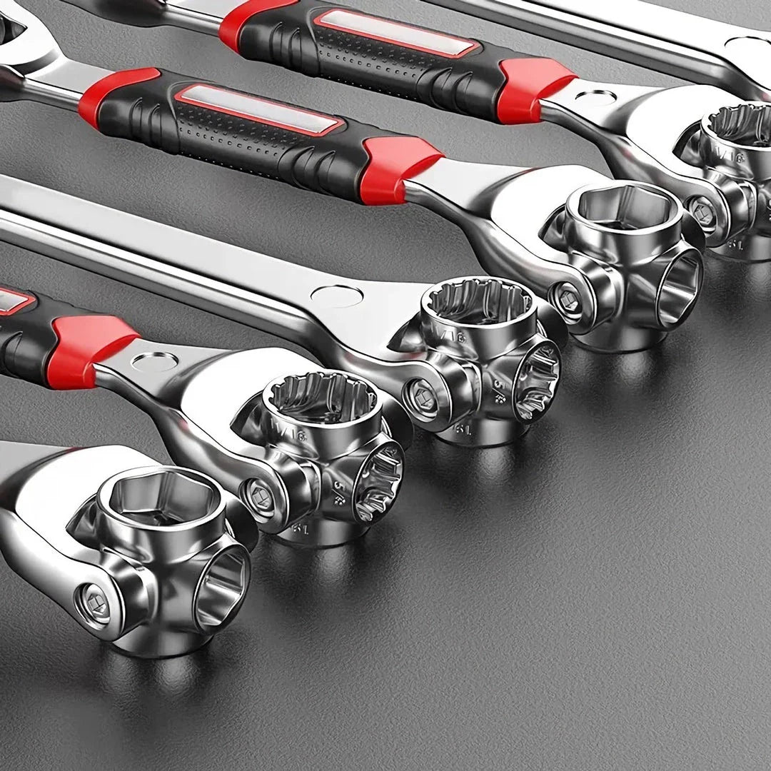 A versatile 52-in-1 socket wrench with a universal ratchet design, offering superior strength and durability for a wide range of fastening tasks.