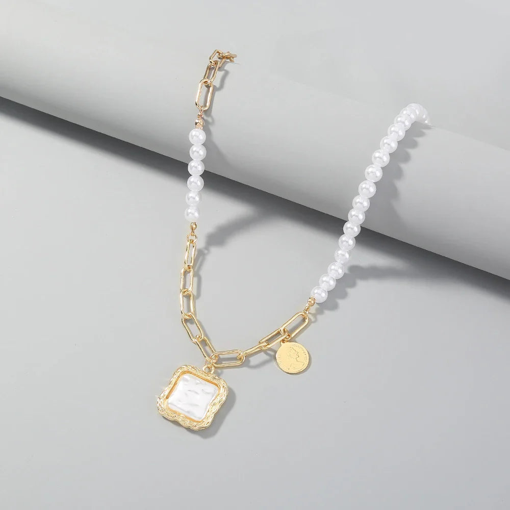 Faux Baroque Pearl Necklace with Elegant Shimmering Faux Pearls in a Refined and Sophisticated Design