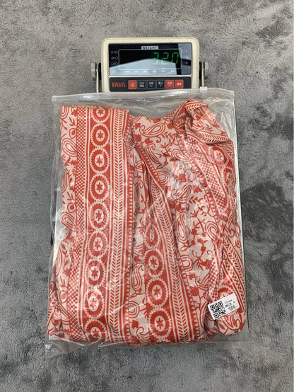 Floral print sling dress with mid-length design, available in sizes S-XL and orange red color