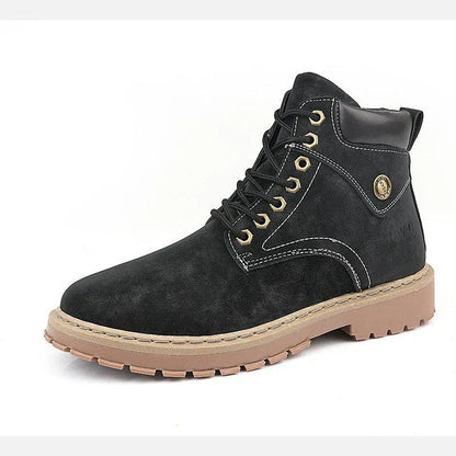 Premium men's casual Martin boots with round toe, made of durable PU material and featuring a comfortable rubber sole for all-day support.