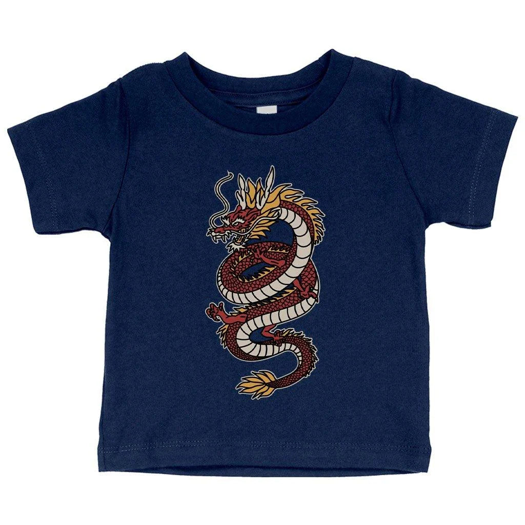 Adorable baby wearing soft and flexible Chinese dragon t-shirt in pink color
