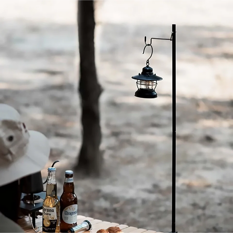 Hhomeenjoy Adjustable Camping Lantern Stand with Detachable Hooks for Outdoor Lighting