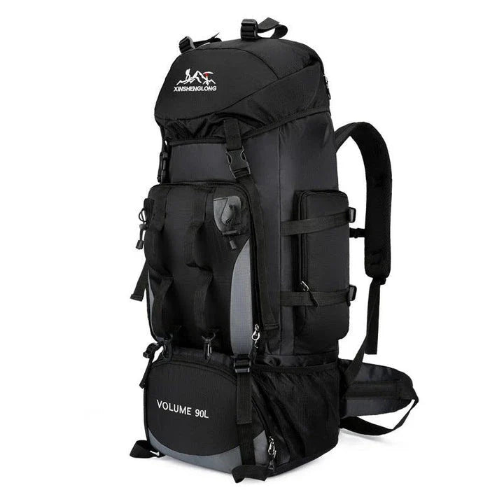 Premium outdoor hiking backpack made from water-resistant nylon with padded shoulder straps and multiple storage compartments.