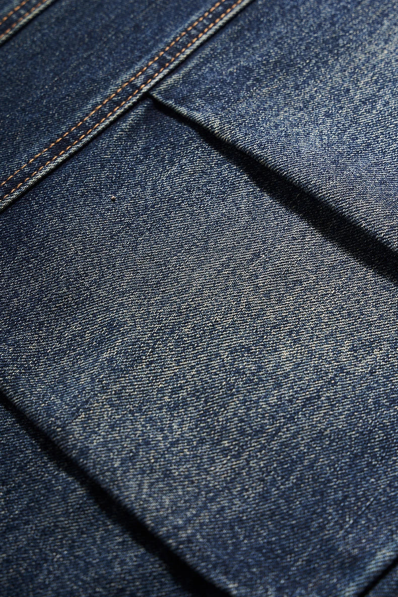 Men's relaxed fit retro straight-leg jeans in black, gray, and denim blue with vintage-inspired details