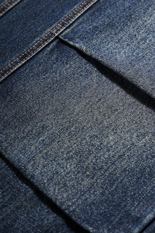 Men's relaxed fit retro straight-leg jeans in black, gray, and denim blue with vintage-inspired details