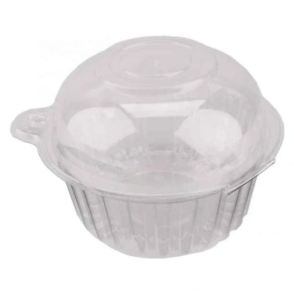 Set of 100 clear, disposable food containers with dome-shaped lids and adorable cat-shaped design