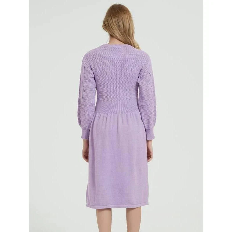 Hhomeenjoy Elegant and Comfortable Long Sleeve Knit Sweater Dress