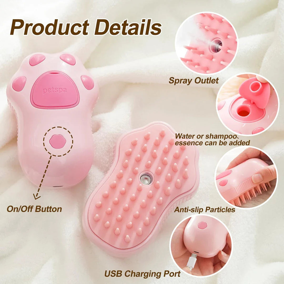 Premium 3-in-1 Electric Pet Grooming Brush with Soothing Steam for Healthy Coat and Reduced Shedding