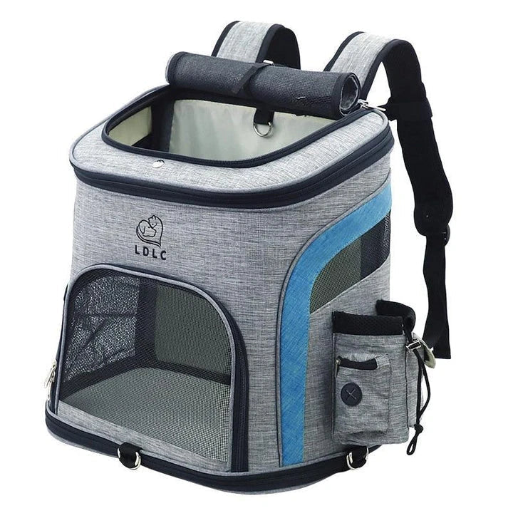 Melange Color Backpack Cat Carrier with Padded Interior, Breathable Mesh Panels, and Adjustable Straps for Comfortable Pet Transportation