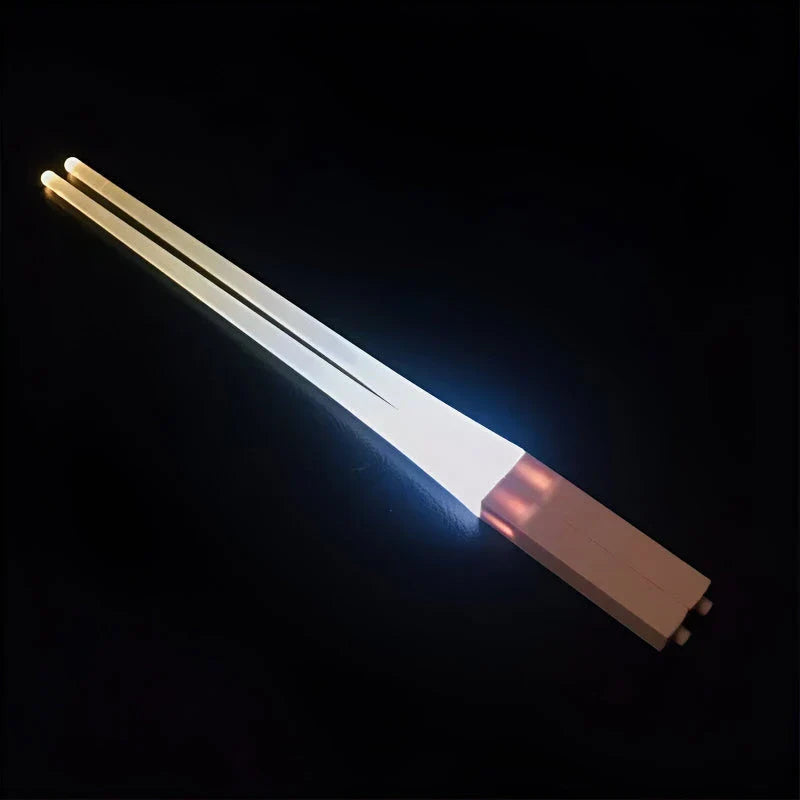 LED Lightsaber Chopsticks with bright blue illumination, perfect for adding a touch of Star Wars-inspired fun to any meal.
