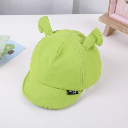 Green Cartoon Baby Sun Hat with Adorable Ear Design, Offering Soft, Breathable Comfort and Adjustable Fit for Babies 0-24 Months