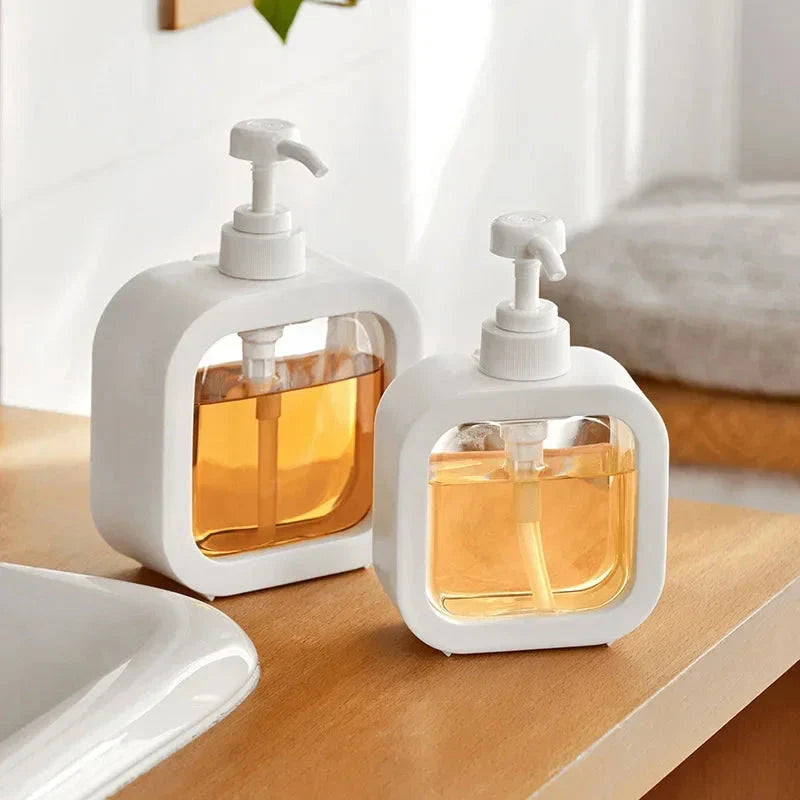 Premium 500ml refillable soap dispenser bottle with sleek white design and swivel pump head