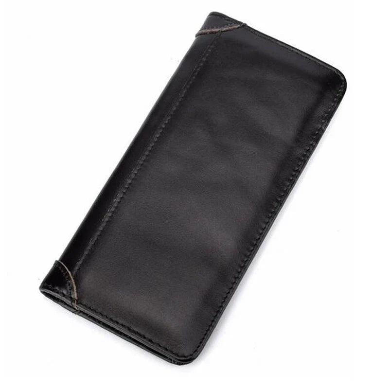 Premium retro-style cowhide leather wallet with hidden compartment, bill holder, change slot, and multiple card slots