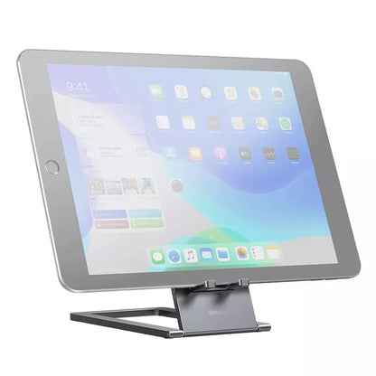 Aluminum Foldable Desktop Tablet and Laptop Stand with Adjustable Angles and Sleek Design
