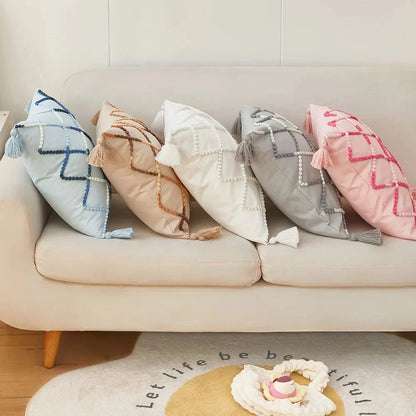 Stylish Nordic-inspired decorative cushion cover with gradient colors and geometric pattern
