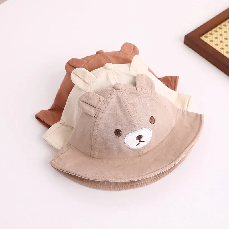 Adorable Kids Bear Decor Panama Bucket Hat with Playful Bear Ear Design for Outdoor Fun and Sun Protection