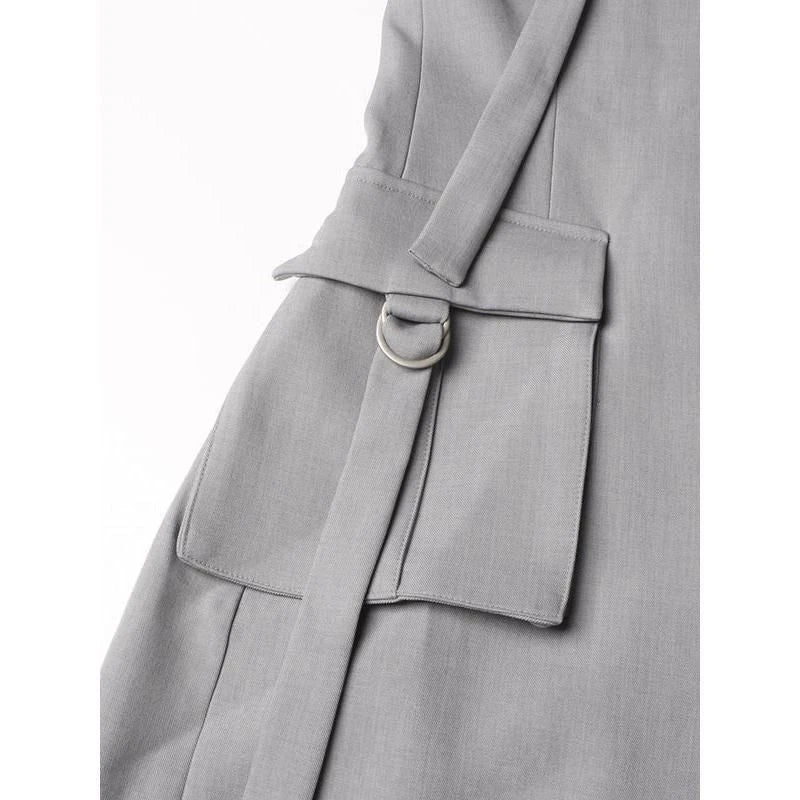 Stylish patchwork windbreaker trench coat with notched collar, button detailing, and flattering wide-waisted cut