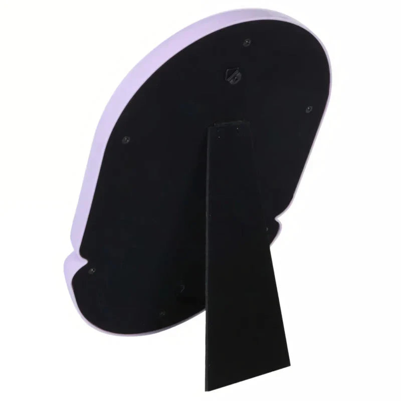 Elegant oval-shaped tabletop mirror with a sleek black plastic frame, perfect for adding a touch of sophistication to any room.