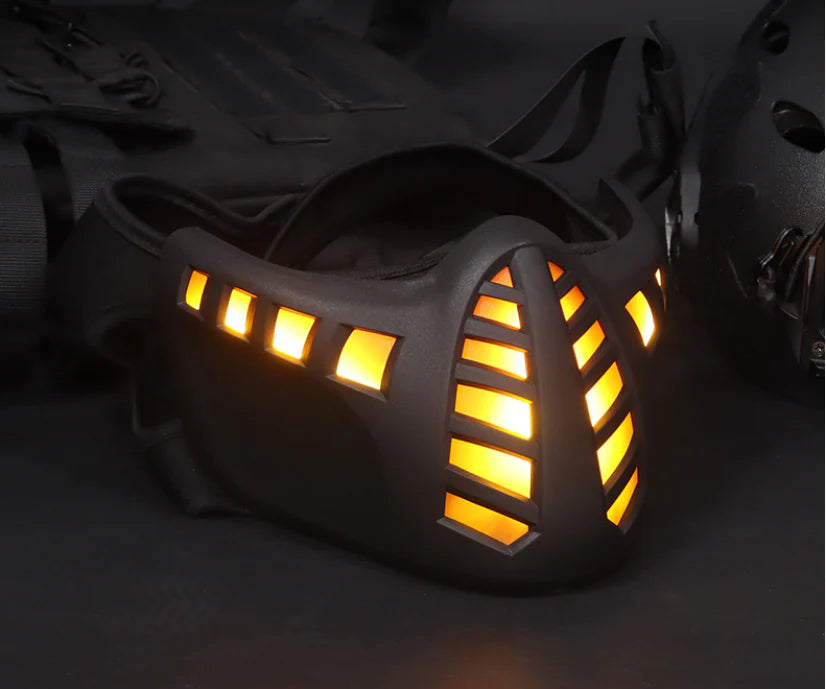 Illuminating Halloween Carnival LED Half Face Mask with adjustable velcro closure and LED lights