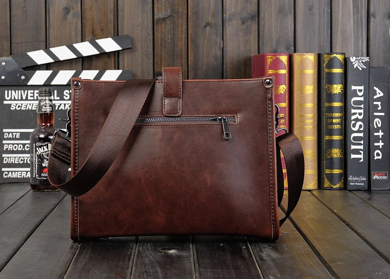 Stylish Men's Shoulder Messenger Bag with Korean-inspired Design, Crafted from Durable PU Leather