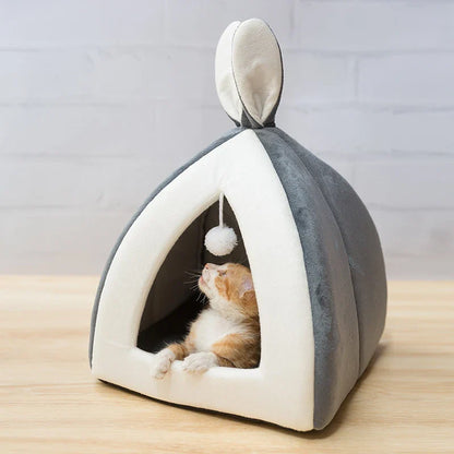 Cozy Cat House Villa - Elevated, villa-style pet bed with plush, supportive materials for cats and small dogs