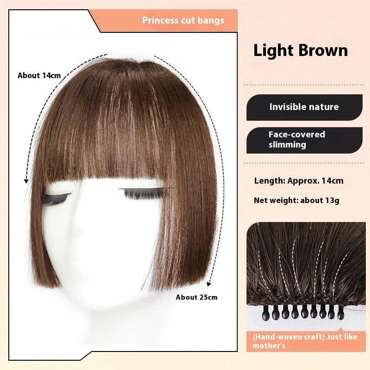 A high-quality synthetic wig with a stylish princess-inspired cut and realistic bangs, perfect for transforming your look.