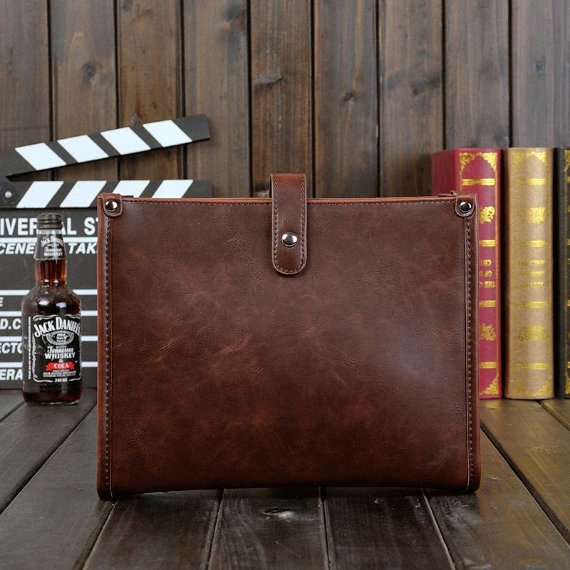 Stylish Men's Shoulder Messenger Bag with Korean-inspired Design, Crafted from Durable PU Leather
