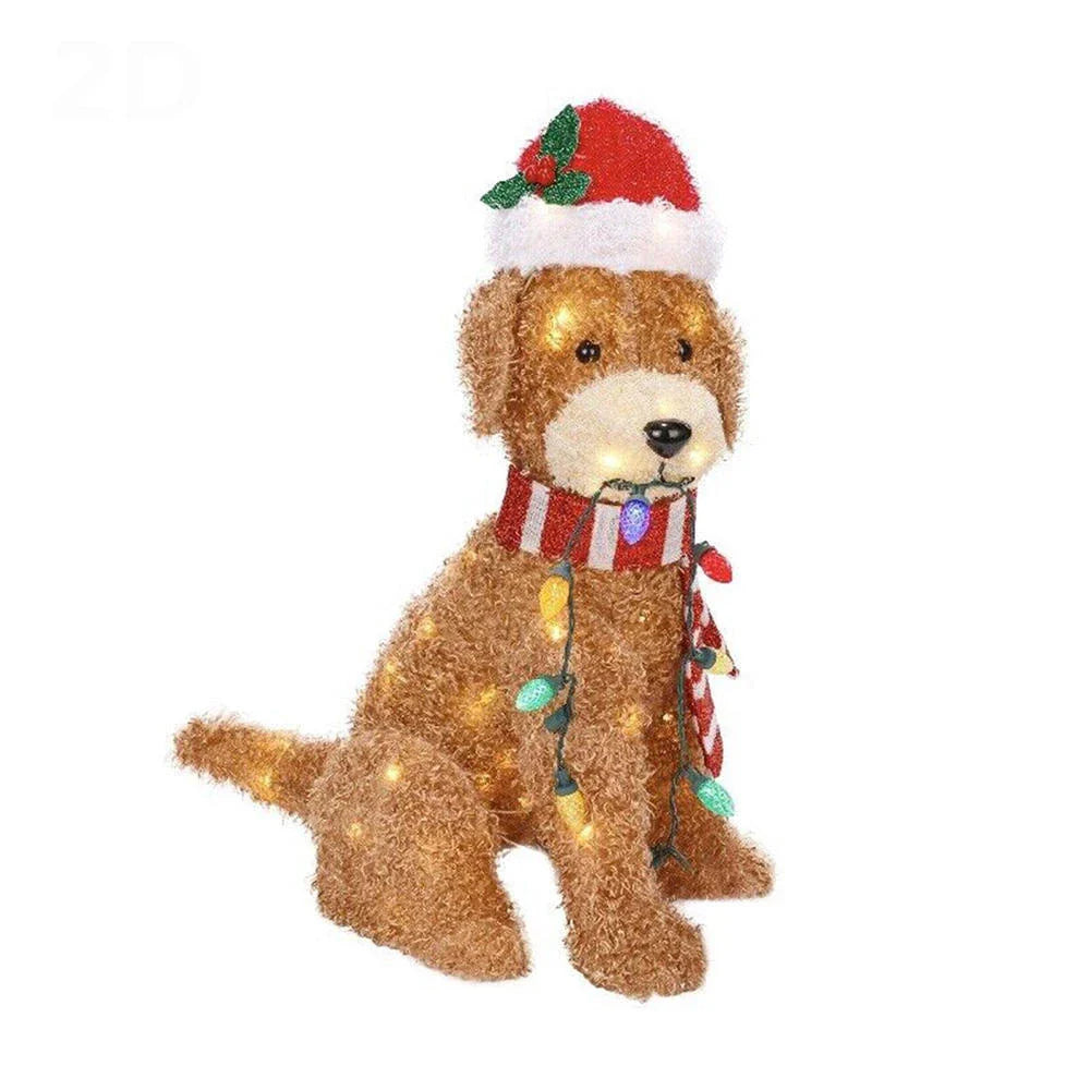 Festive outdoor dog-themed lighting decoration made of acrylic with LED lights for holiday decor