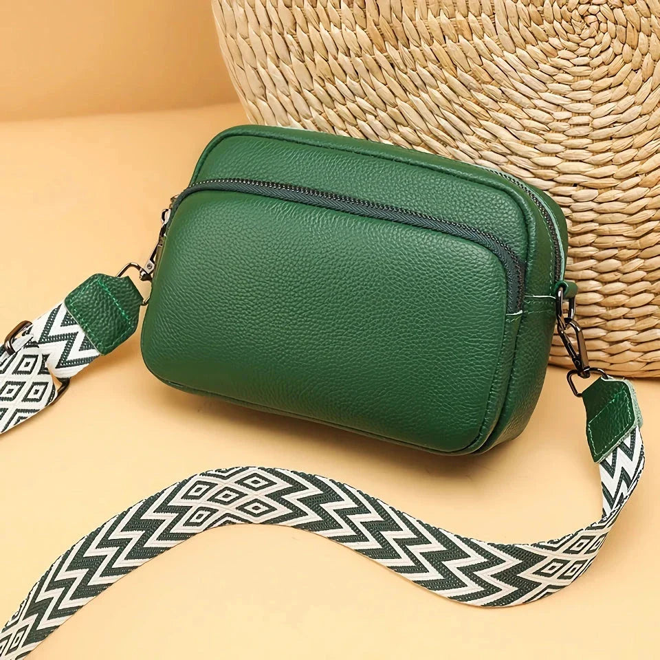Stylish and functional genuine leather crossbody bag for women with interior organization pockets
