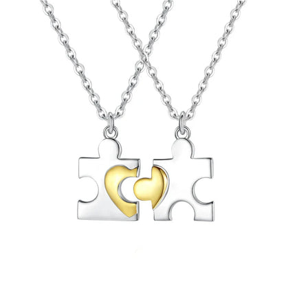 Couple's sterling silver necklace set featuring adjustable length and premium 925 silver construction