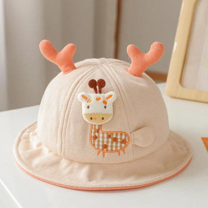 Adorable cartoon animal-themed baby sun hat with ears, providing sun protection and style for infants and toddlers