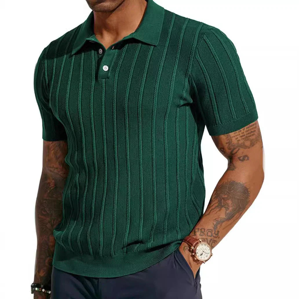 Stylish short sleeve v-neck polo shirt in a variety of classic colors, perfect for summer wear